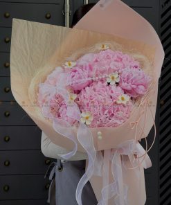 Bó hoa 5 cành peony mix 3 cành tú cầu hồng nhạt A0561
