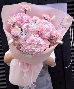 Bó hoa Tú Cầu mix Phăng và hoa phụ tone Hồng nhạt A0569
